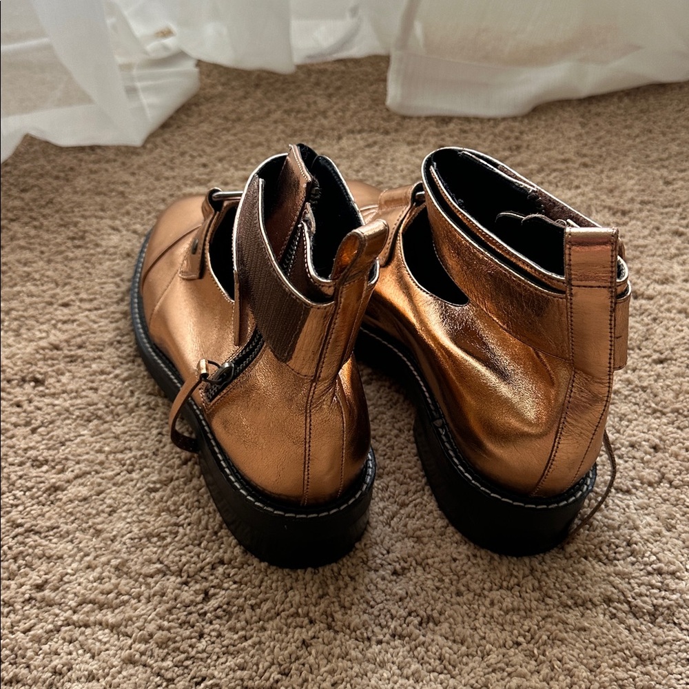 ASOS Leather Rose Metallic Ankle Boots - Picture 5 of 5